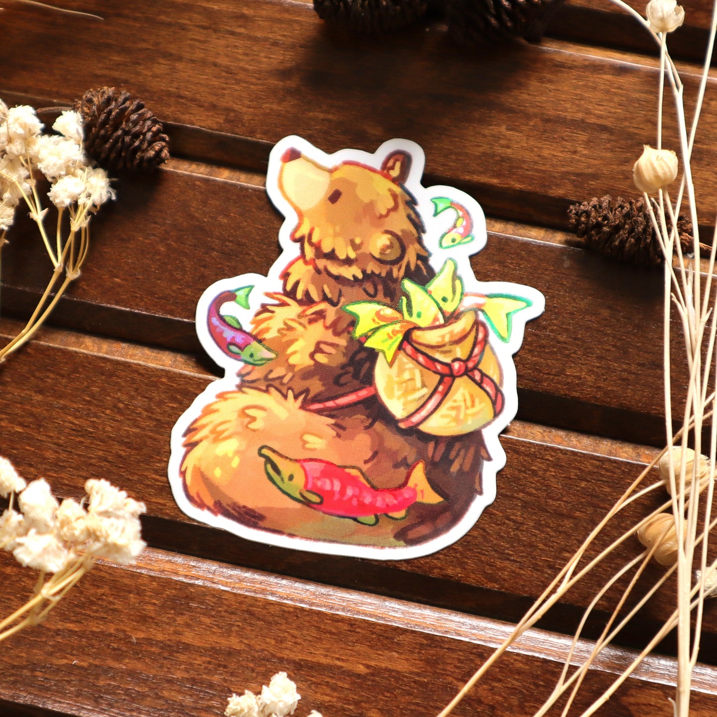 Salmon Bear - Metallic Sticker