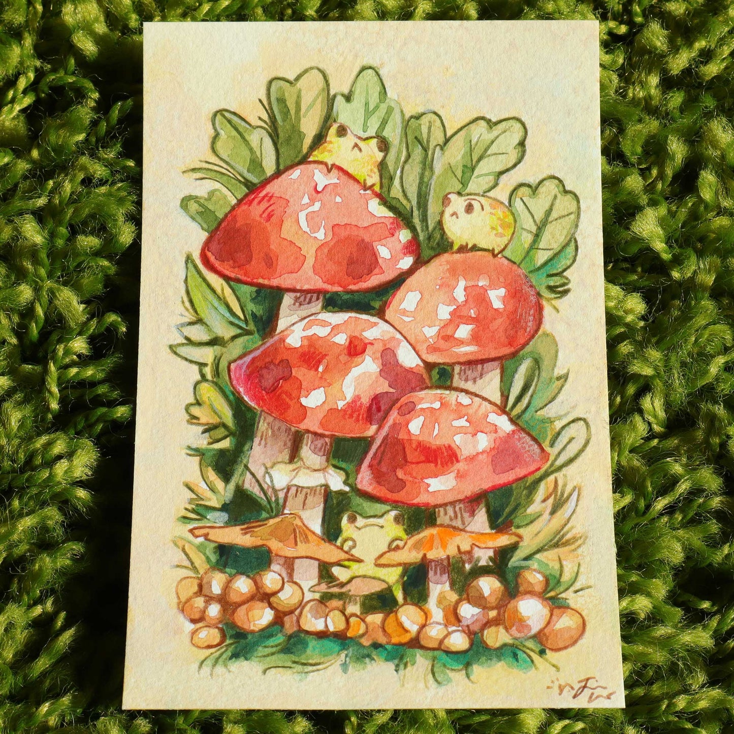Little Mushroom Frogs - Original Painting