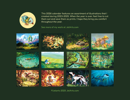 JelArts 2026 Wall Calendar - Woodsy & Colourful