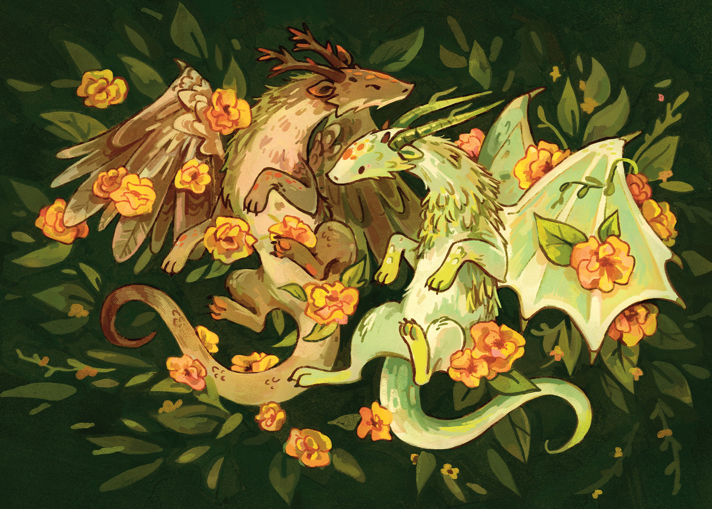 Floral Dragons - Print (two sizes)