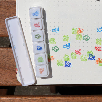 Pre-Inked Button Stamp Set - Sea Critters