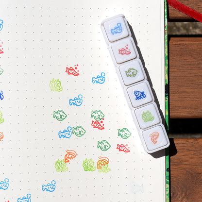 Pre-Inked Button Stamp Set - Sea Critters