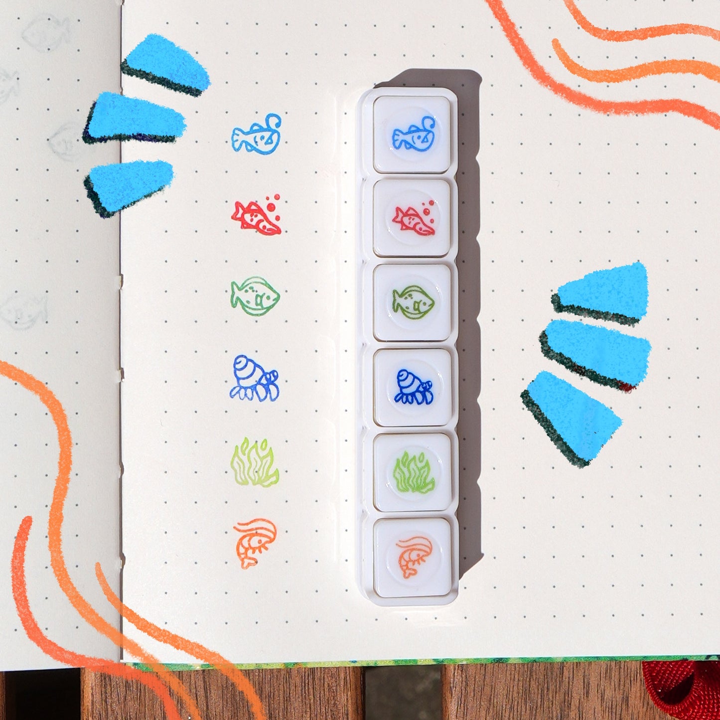 Pre-Inked Button Stamp Set - Sea Critters