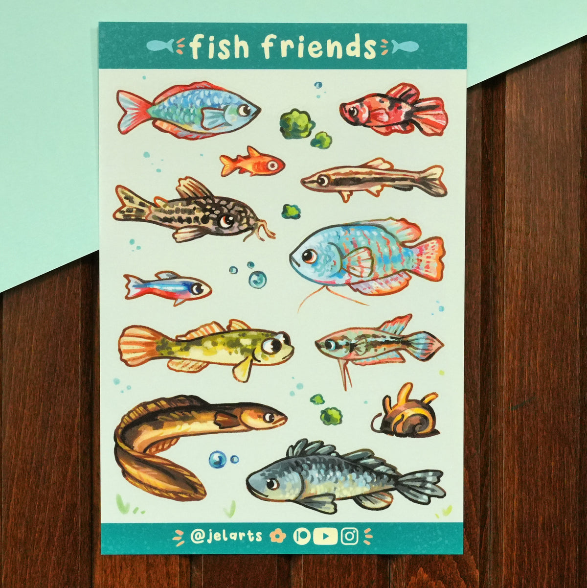 Pal Fish Sticker Fish Friends - Sticker Sheet – JelArts