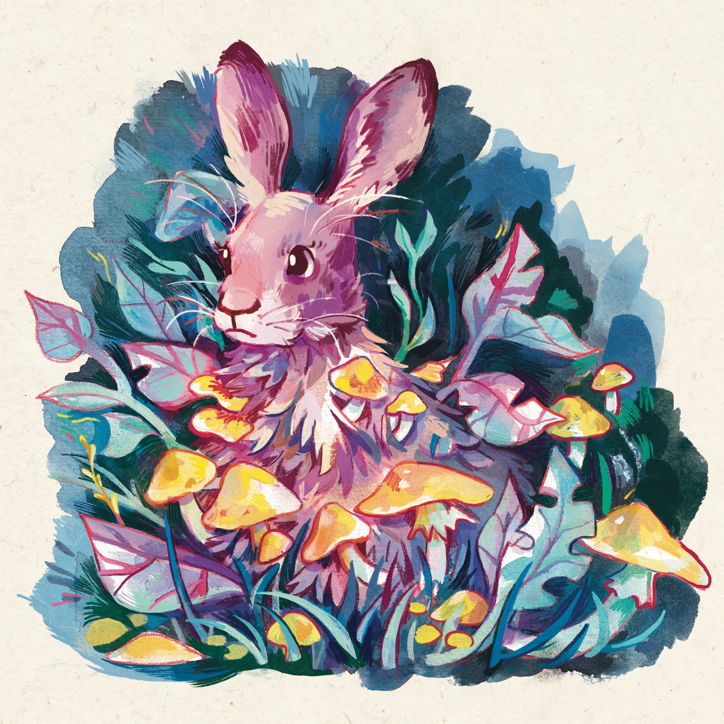 Mushroom Hare Print - 5" x 5"