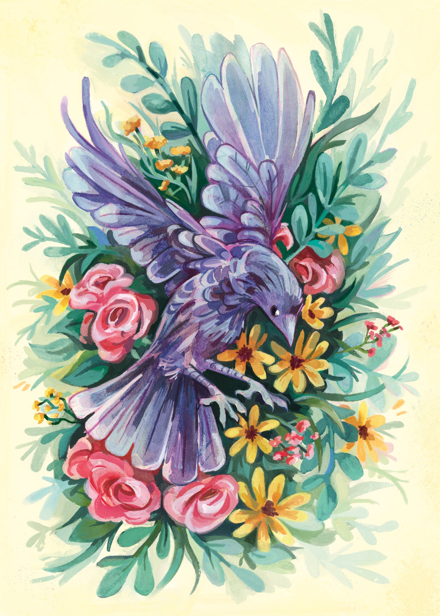 Floral Crow - Print (two sizes)