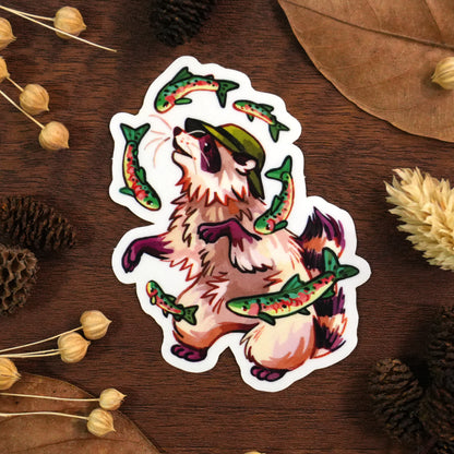 Trout Raccoon - Clear Sticker