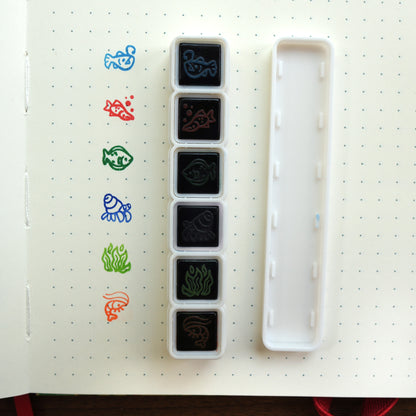 Pre-Inked Button Stamp Set - Sea Critters