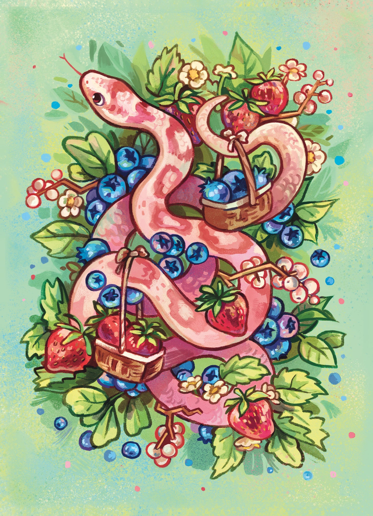 Pink Berry Snake - Print
