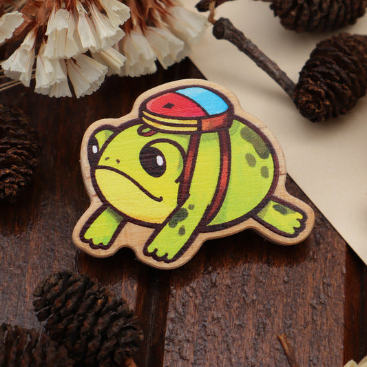 Backpack Frog - Wooden Pin