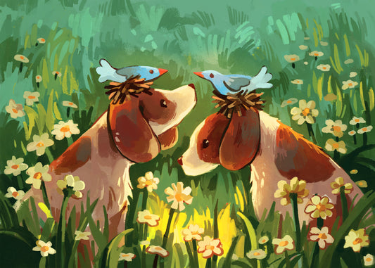 Flower Pups - 5" x 7" Print