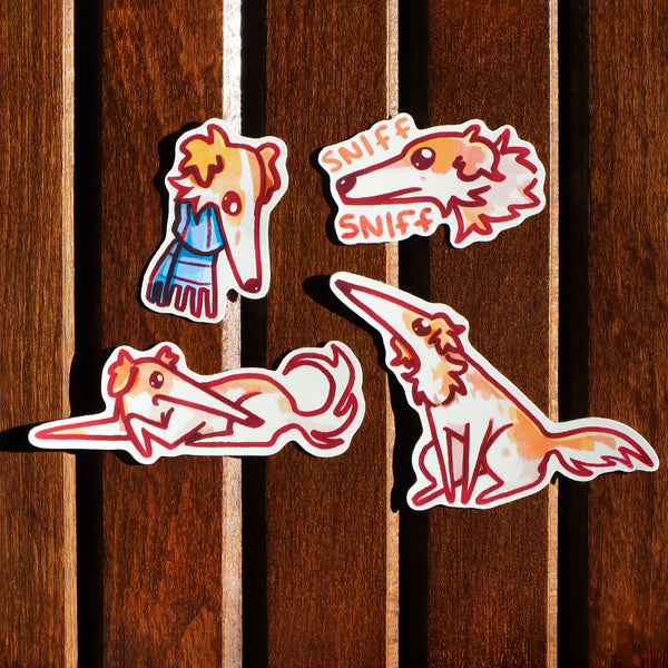 Long Dog Sticker Set - 4 Stickers