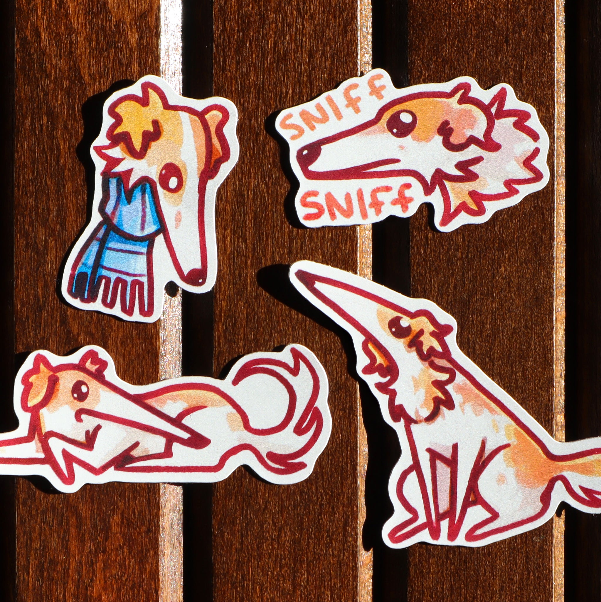 Long Dog Sticker Set - 4 Stickers