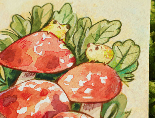 Little Mushroom Frogs - Original Painting