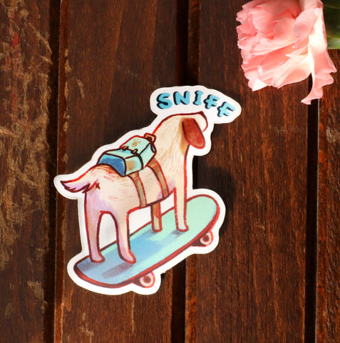 Skateboard Backpack Dog - Sticker