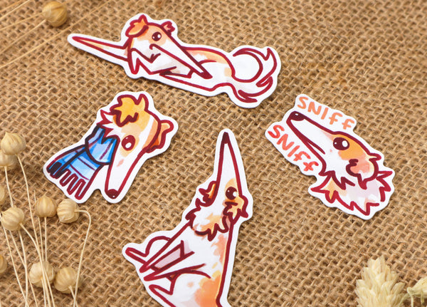 Long Dog Sticker Set - 4 Stickers